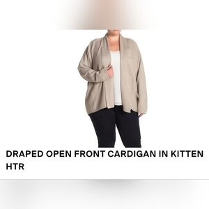 CYRUS Womans Tan/ Taupe Open Front Carnigen Sweater Plus Size 1X